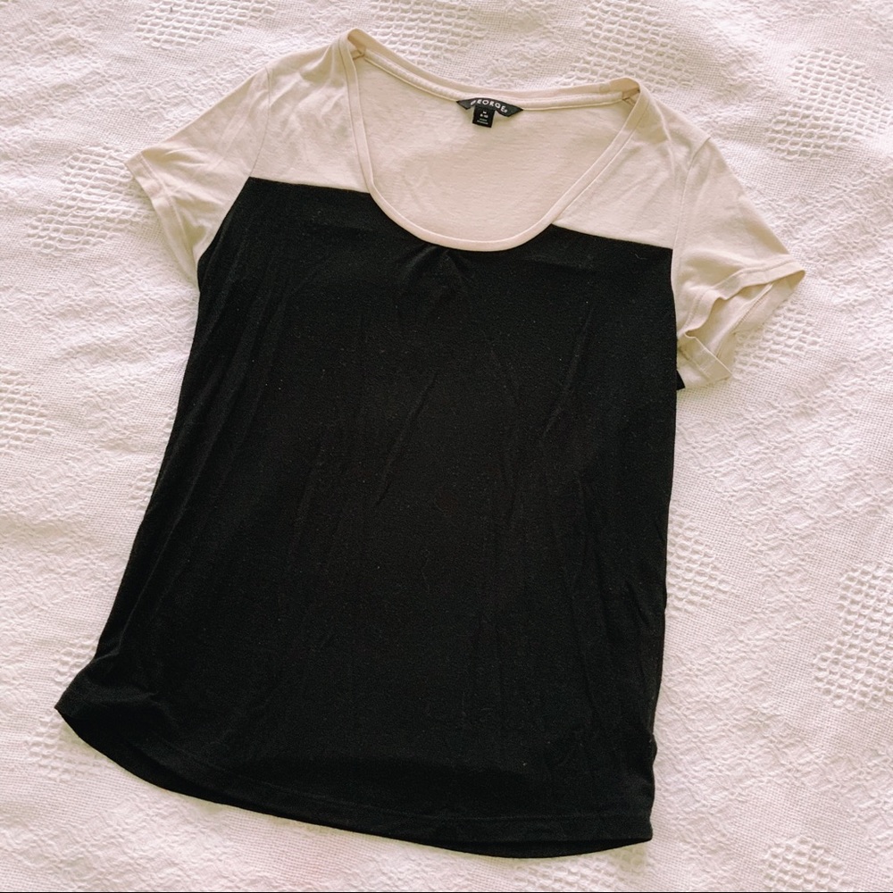 George black and cream color block tee
